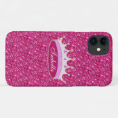 Prinsessenkroon & edelstenen op roze glitters Case-Mate iPhone case (Achterkant (horizontaal))