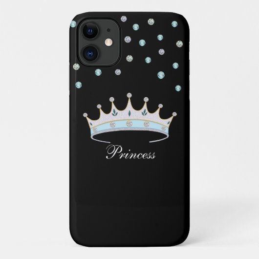Prinsessenkroon en edelstenen confetti op zwart Case-Mate iPhone case (Achterkant)