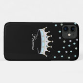 Prinsessenkroon en edelstenen confetti op zwart Case-Mate iPhone case (Achterkant (horizontaal))