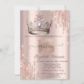 Prinsessenkroon Glitter Drips Roze Goud 18e Kaart (Voorkant)