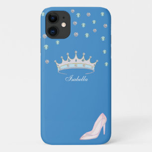 Prinsessenkroon & kristallen schoen op luchtblauw Case-Mate iPhone case