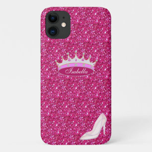 Prinsessenkroon & kristallen schoen op roze glitte Case-Mate iPhone case
