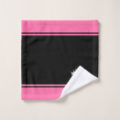 Prinsessenkroon & naamtekst op zwart & roze bad handdoek (Wasdoekje)