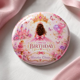Prinsessenkroon Verjaardag Vierkante Button 5,1 Cm
