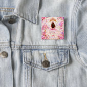 Prinsessenkroon Verjaardag Vierkante Button 5,1 Cm (In situ)