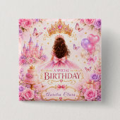 Prinsessenkroon Verjaardag Vierkante Button 5,1 Cm (Voorkant)