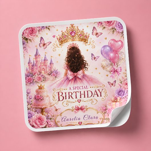 Prinsessenkroon Verjaardag Vierkante Sticker