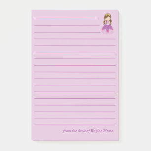  prinsessenmeisje op maat roze gevoerd post-it® notes