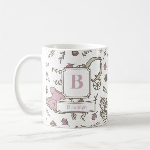 Prinsessenpatroon Roze Monogram Koffiemok