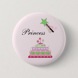 Prinsessentaart en Groene Toverstaf Ronde Button 5,7 Cm