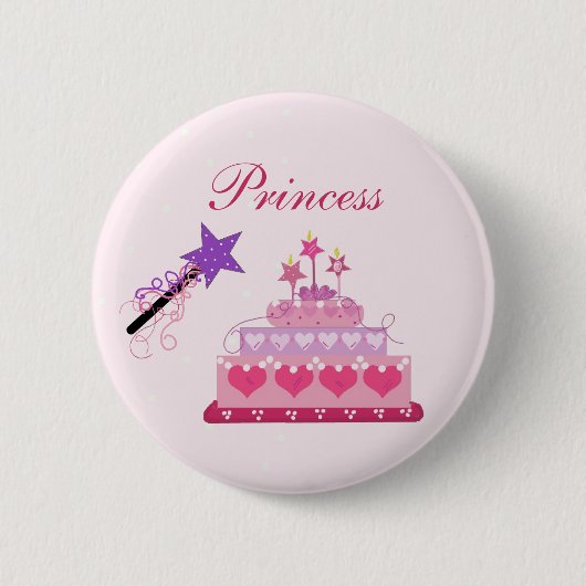 Prinsessentaart en toverstok ronde button 5,7 cm (Voorkant)