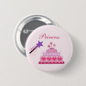 Prinsessentaart en toverstok ronde button 5,7 cm (Voorkant /achterkant)