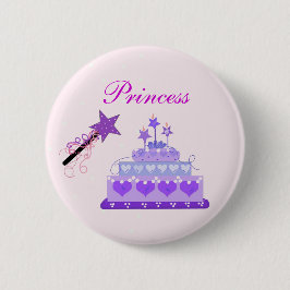 Prinsessentaart en toverstok ronde button 5,7 cm