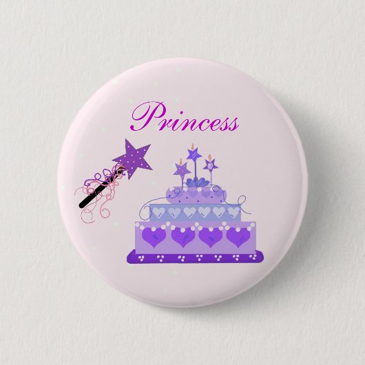 Prinsessentaart en toverstok ronde button 5,7 cm (Voorkant)