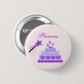 Prinsessentaart en toverstok ronde button 5,7 cm (Voorkant /achterkant)
