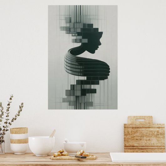 Print A modern abstract portrait blending feminine (Keuken)