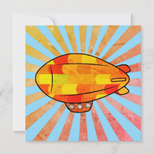 Print Blimp Ballon Sunny Sky Kaart
