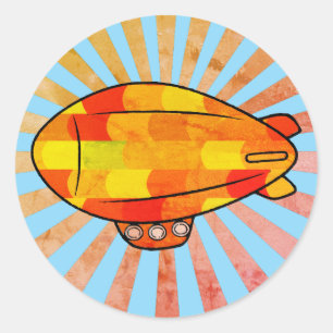  Print Blimp Ballon Sunny Sky Ronde Sticker