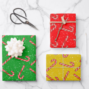  Print Candy Cane Tekeningen Rood Groen Wit Inpakpapier Vel