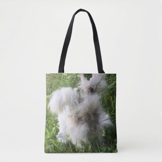 Print Canvas tas - English Angora Rabbit "Bradley" (Voorkant)