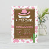 Print Cowgirl Baby shower Uitnodiging (Staand voorkant)