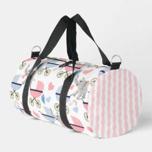 Print Cut Naai Tas Duffel Roze & Blauwe Olifant