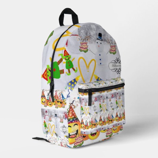 Print Cut Naaizak Vrolijk Kerstfeest Happy Birthda Bedrukte Rugzak (Achterkant Hoek Links)