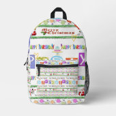 Print Cut Naaizak Vrolijk Kerstfeest Happy Birthda Bedrukte Rugzak (Voorkant)