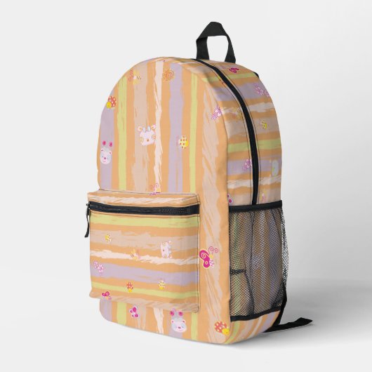 Print Cut Sew Backpack – Baby Joy & Creatures  Bedrukte Rugzak (Achterkant Hoek Rechts)