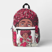 Print Cut Sew Backpack YOUTH Power Afro & Boombox Bedrukte Rugzak (Voorkant)