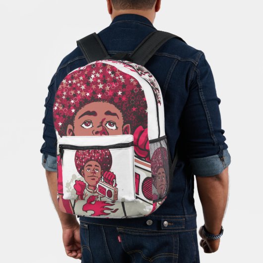 Print Cut Sew Backpack YOUTH Power Afro & Boombox Bedrukte Rugzak (Insitu (model))
