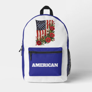 Print Cut Sew Bag-Amerikaanse Vlag Bloemen Rugzak