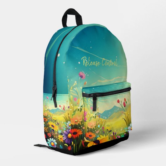 Print Cut Sew Bag met kleurrijke weide Bedrukte Rugzak (Achterkant Hoek Links)