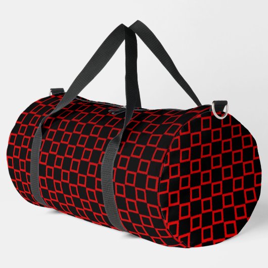 Print Cut Sew Bag zwart en rood modern design Plunjezak (Linkerhoek)