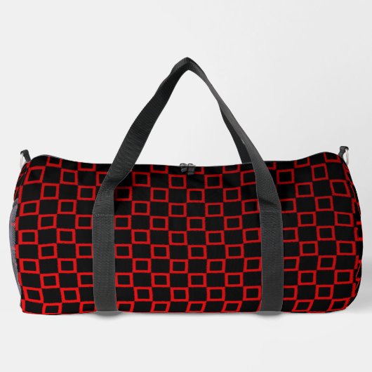 Print Cut Sew Bag zwart en rood modern design Plunjezak (Achterkant)
