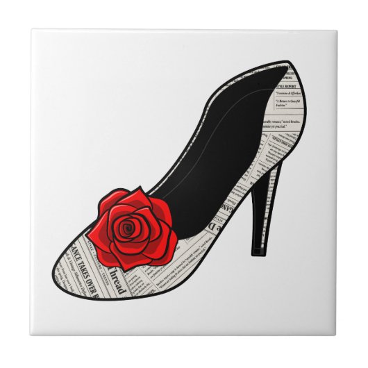 Print en Petal High Heel Tegeltje (Voorkant)