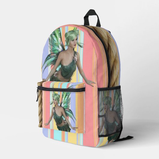 Print gesneden naaizak bloemenfee bedrukte rugzak (Achterkant Hoek Rechts)