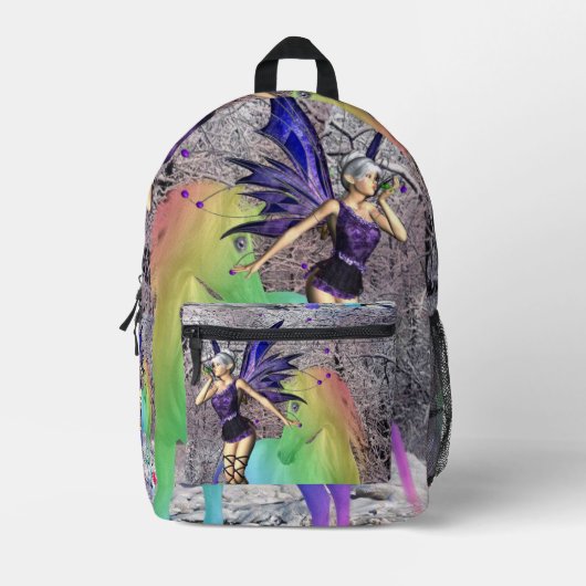 Print gesneden naaizak bloemenfee eenhoorn bedrukte rugzak (Voorkant)