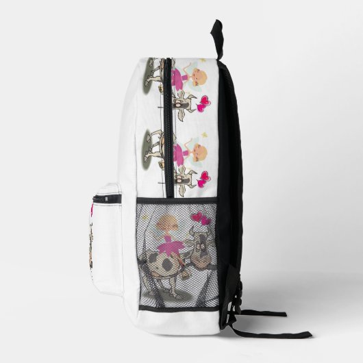 Print gesneden naaizak bloemenfee Koe Bedrukte Rugzak (Rechts)