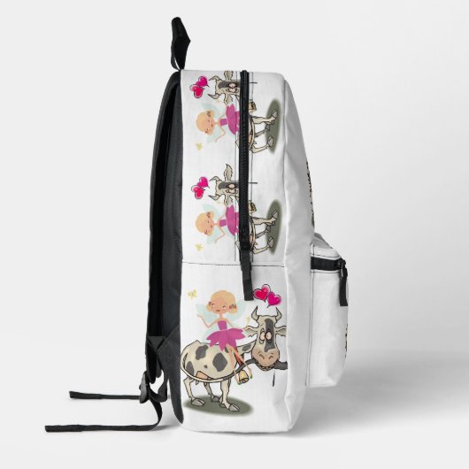 Print gesneden naaizak bloemenfee Koe Bedrukte Rugzak (Links)