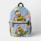 Print gesneden naaizak bloemenhommel schilderij bedrukte rugzak (Voorkant)