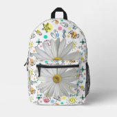 Print gesneden naaizak bloemig wit madeliefje bedrukte rugzak (Voorkant)