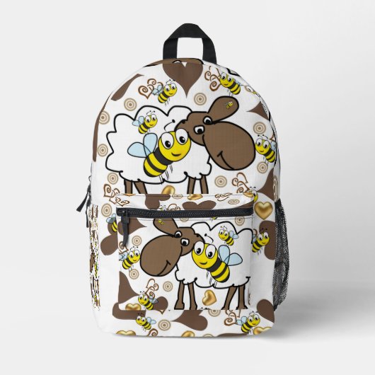 Print gesneden naaizak Floral Sheep Bumblebee Bedrukte Rugzak (Voorkant)