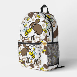Print gesneden naaizak Floral Sheep Bumblebee Bedrukte Rugzak