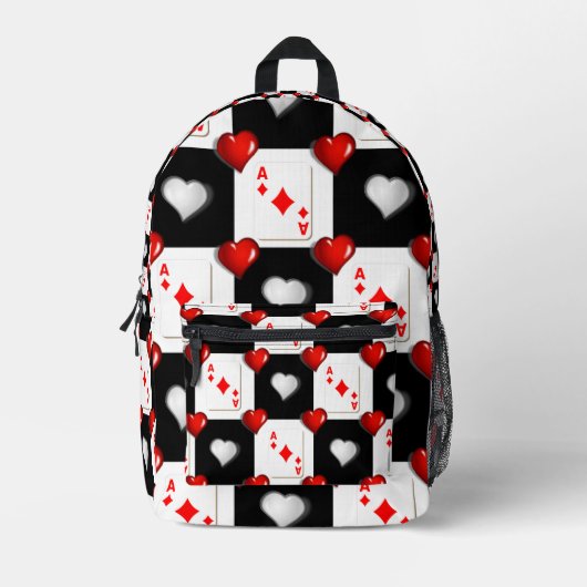 Print gesneden naaizak Kaarten rode harten Bedrukte Rugzak (Voorkant)