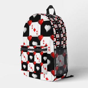 Print gesneden naaizak Kaarten rode harten Bedrukte Rugzak