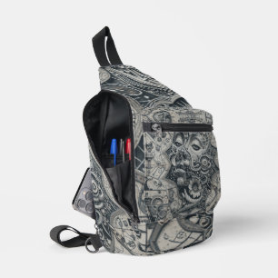 Print gesneden naaizak sling bag