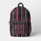 Print gesneden naaizak zwart & wit, roze streep bedrukte rugzak (Voorkant)