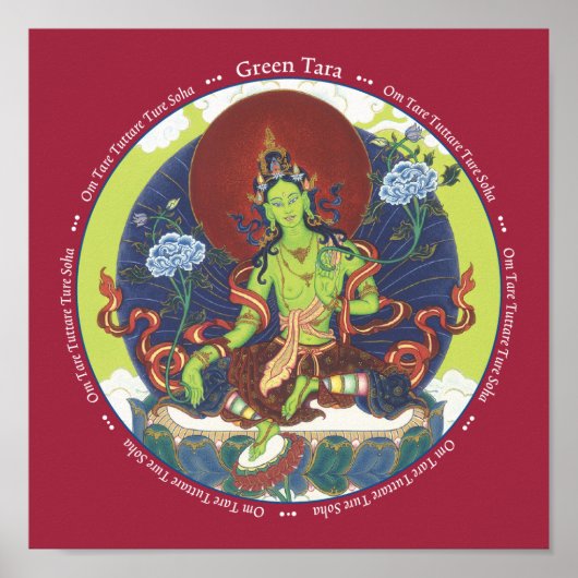 PRINT Green Tara - met mantra (Voorkant)