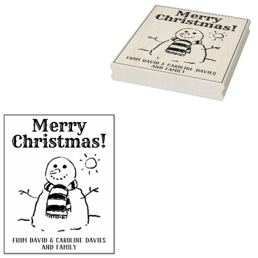 Print je eigen Snowman Kerst Kaarten Rubberstempel (Gestempeld)